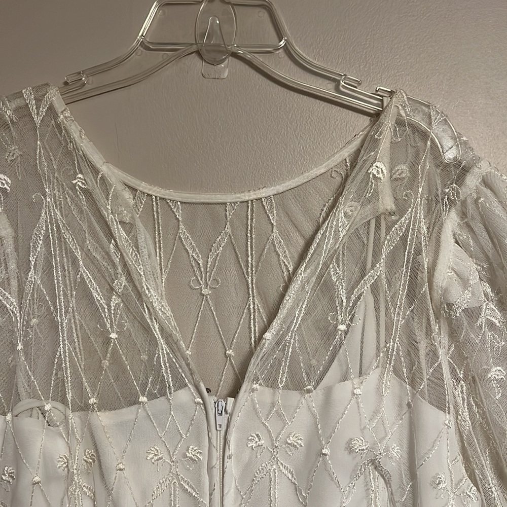 VINTAGE CACHET by Ban Protas Black & White Lace Tea Length Dress Size 11/12 Y2K - Picture 9 of 16